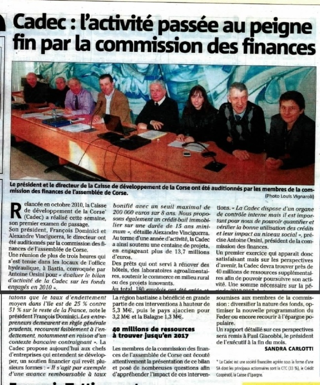 Corse Matin - Cadec : l'activité passée au peigne fin par la commission des finances.